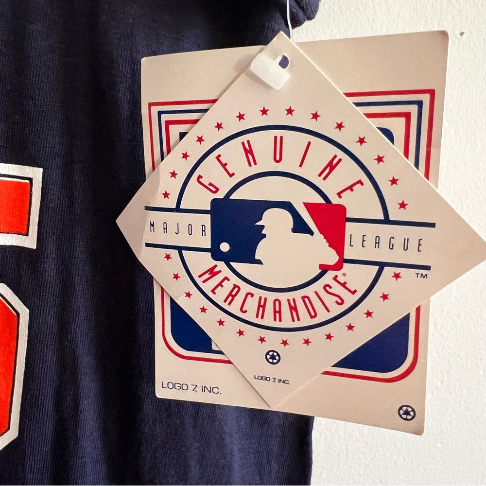 Vintage 90s San Diego Padres Navy T-Shirt Logo 7 1995 Size Large Made in USA NWT - Picture 4 of 7
